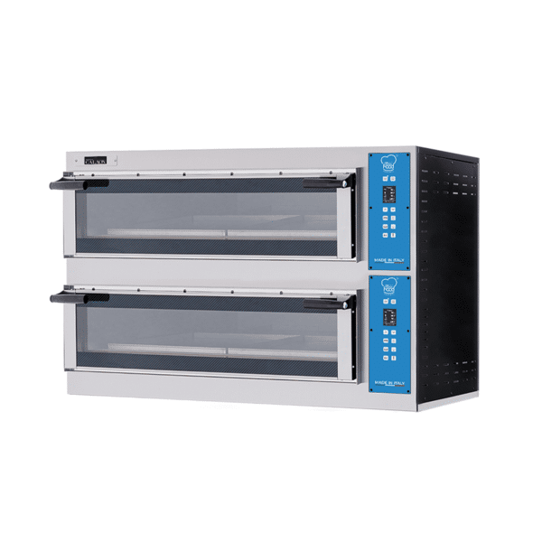 forno pizza elettrico a camera doppia per 4 + 4 pizze Ø 40 cm   2 teglie en 60x40 serie smart