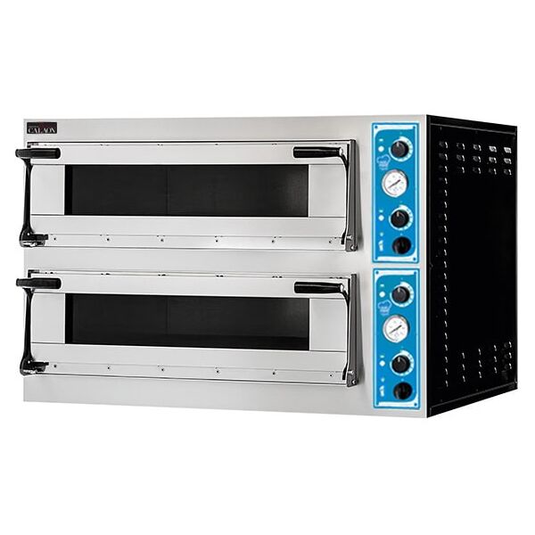 forno pizza elettrico a camera doppia per 4 + 4 pizze Ø 40 cm   2+2 teglie en 60x40 serie glass