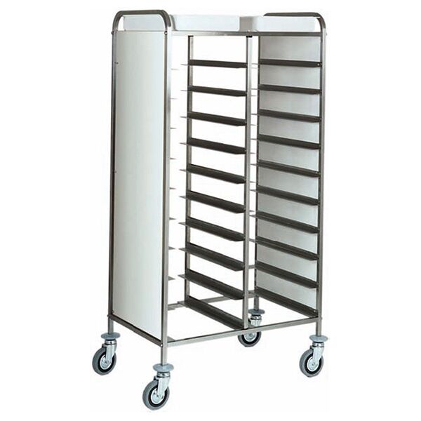 carrello portavassoi in perfex e acciaio inox. 20 vassoi