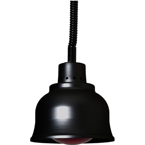 lampada riscaldante in alluminio nero con luce rossa diametro 225 mm