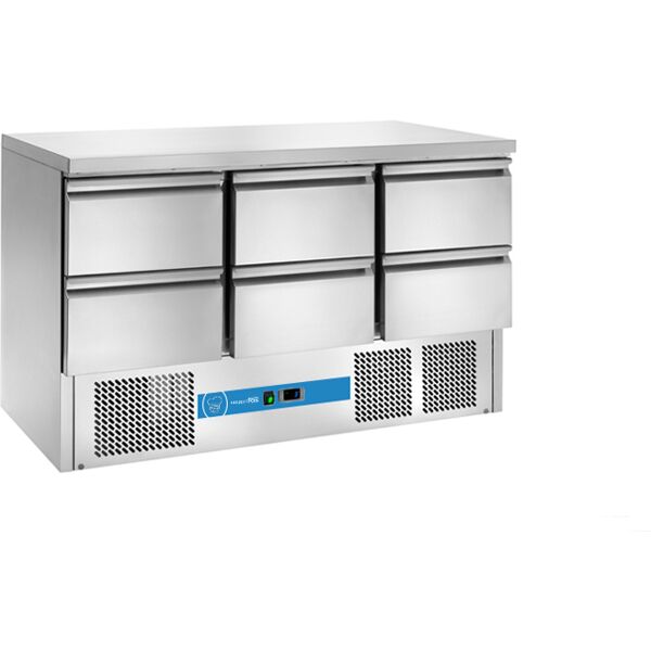 saladette refrigerata statica piano in acciaio inox 6 cassetti temp. +2°÷+8°c