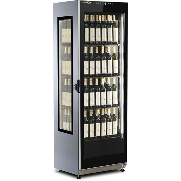 cantina vini luxury con 3 lati vetro a refrigerazione statica per 84 bottiglie made in italy griglie plastificate nere