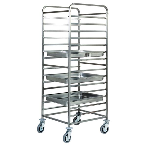 carrello portateglie in acciaio inox per 14 teglie gn 2/1 o 28 teglie gn 1/1 l650xp760xh1820 mm