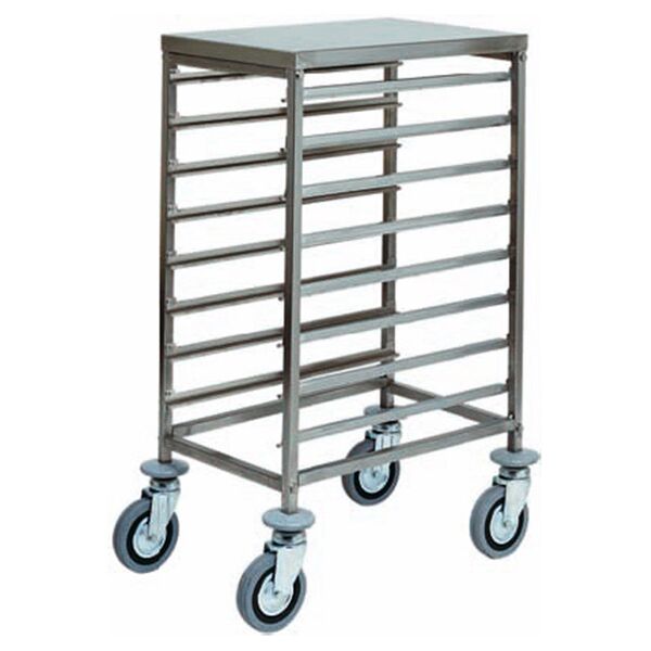 carrello portateglie in acciaio inox per 8 teglie gn 1/1 l450xp660xh940 mm