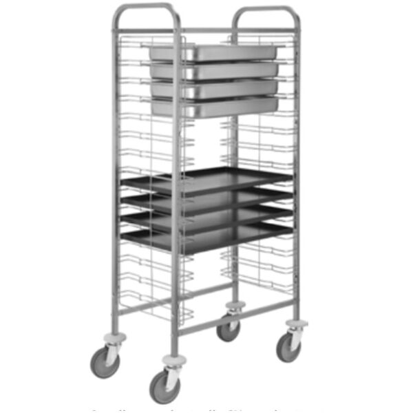 carrello portateglie in acciaio inox per 10 teglie gn1/1 o 600x400 mm l770xp460xh1180 mm