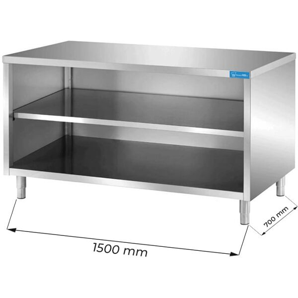 tavolo a giorno in acciaio inox senza alzatina l1500xp700xh850 mm linea basic