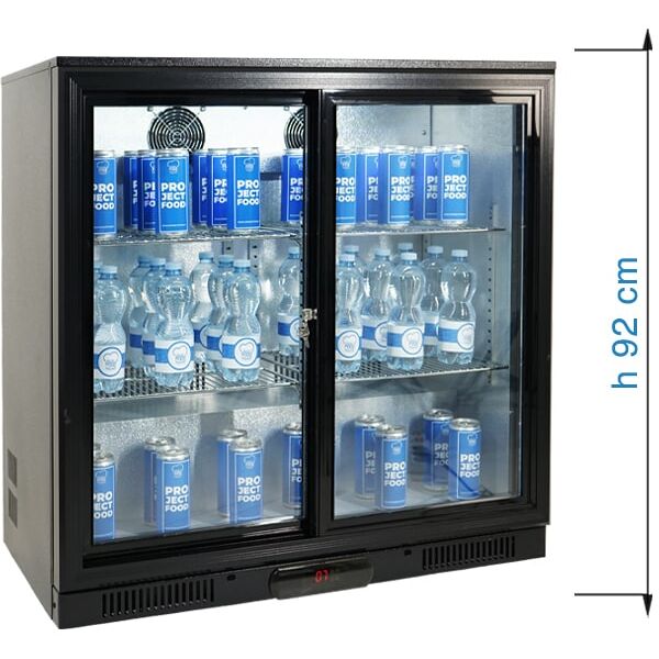 frigo bibite ventilato con 2 porte scorrevoli altezza 92 cm capacità 223 lt temp da +2°c a +8°c