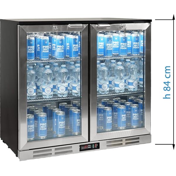 frigo bibite ventilato ad 2 porte battenti altezza 84 cm capacità 202 lt temp da 0°c a +10°c