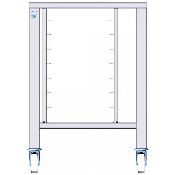 tavolo in acciaio inox con ruote e supporti per 6 teglie 1/1 gn o 600 x 400 mm