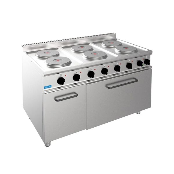 piano cottura elettrico 6 piastre da 2,6 kw Ø 220 mm su forno elettrico gn 2/1 potenza 5,48 kw