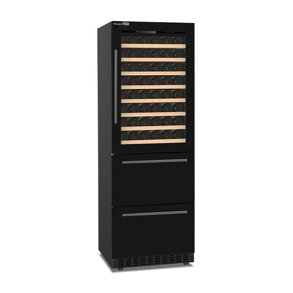 cantina vini premium doppia temperatura con cassetti a refrigerazione ventilata ripiani in legno