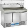 Banco pizzeria refrigerato con n° 3 porte GN 1/1 e vetrinetta portagusti per 6 bacinelle GN 1/4