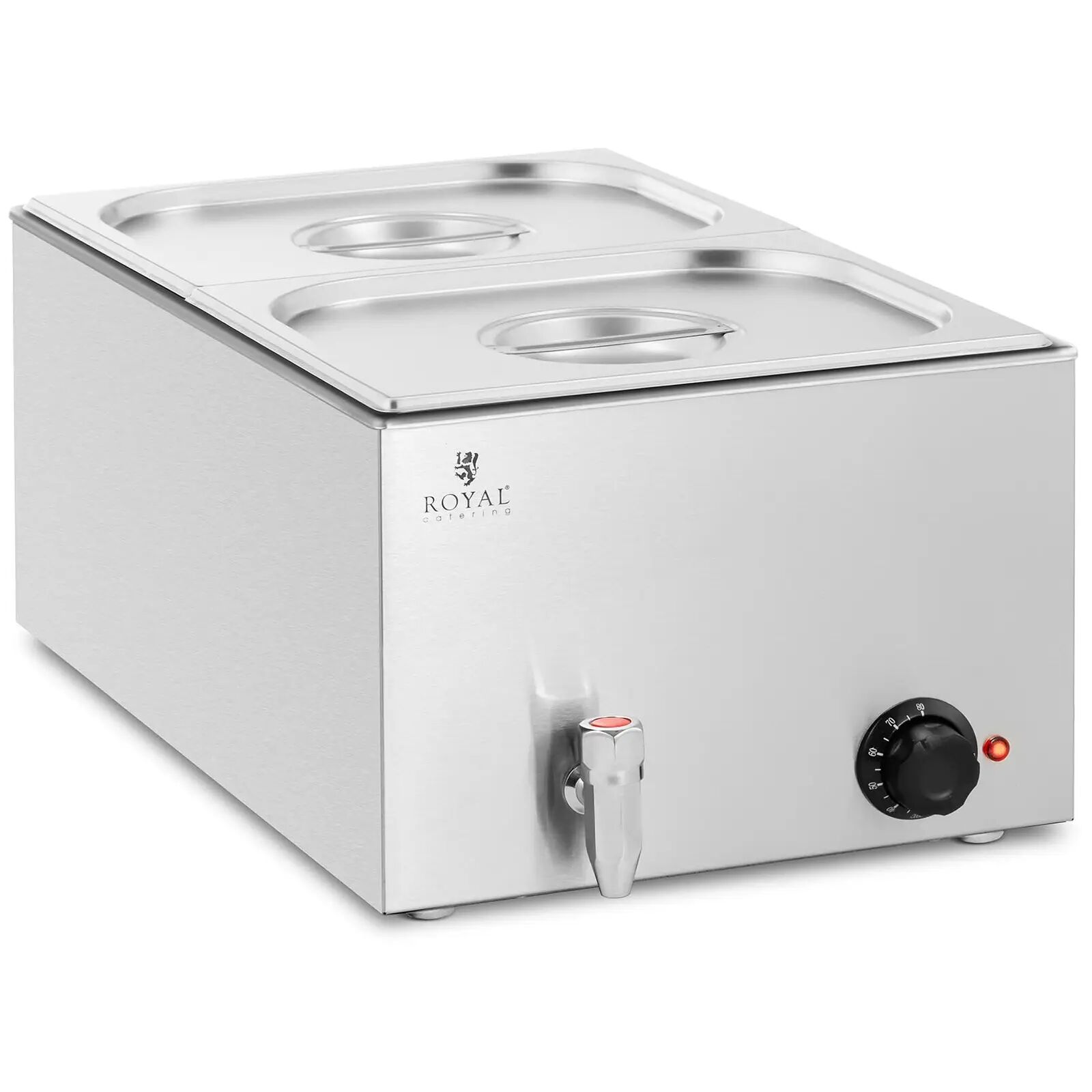 Royal Catering Bagnomaria - 600 W - 2 GN 1/2 - Rubinetto di scarico RCBM_GN1/2