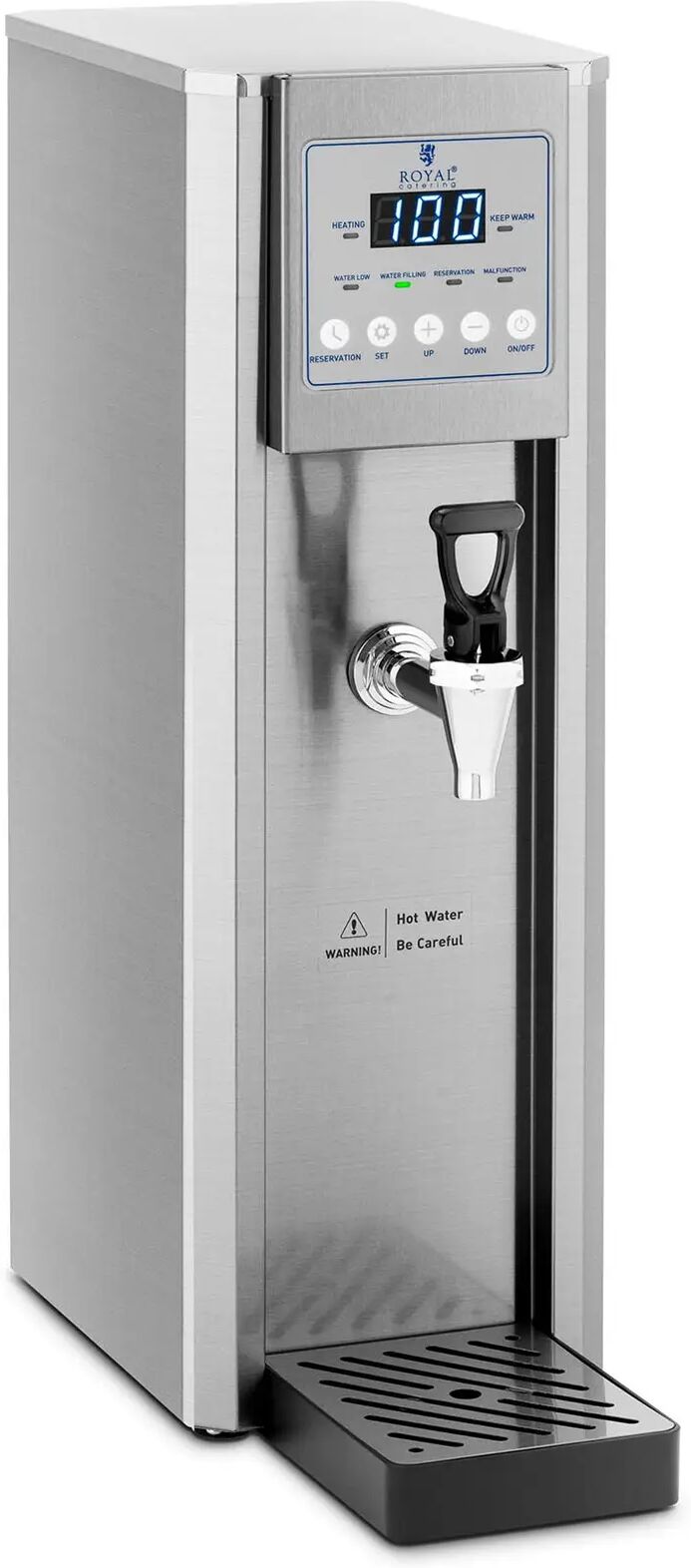 royal catering bollitore elettrico professionale - 8 l - 2100 w - allacciamento idrico -  rcwk-8l-aut