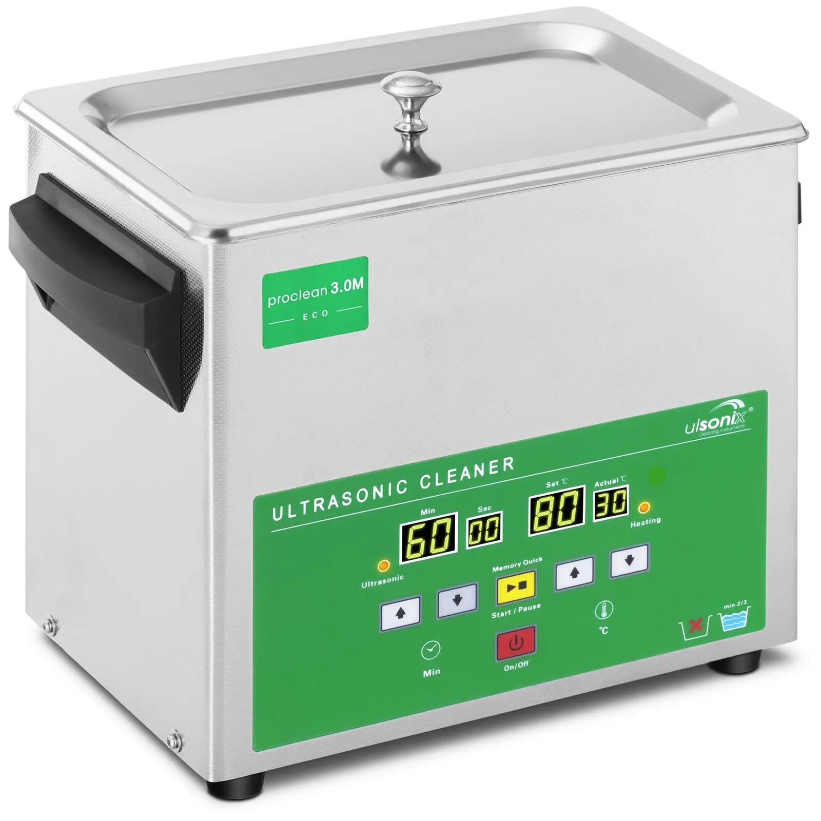 ulsonix Lavatrice a ultrasuoni- 3 litri- 80 W - Memory Quick Eco PROCLEAN 3.0ECO