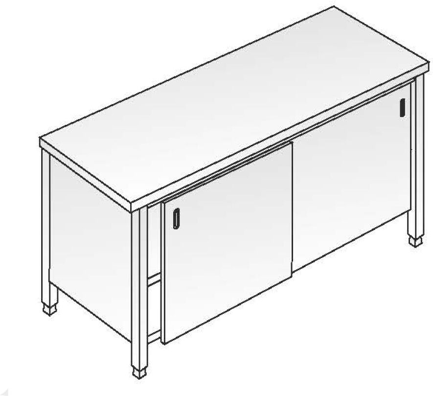 ACA Sistemi Tavolo Acciaio Inox Armadiato AISI 304 Dim. 160x60x85 cm