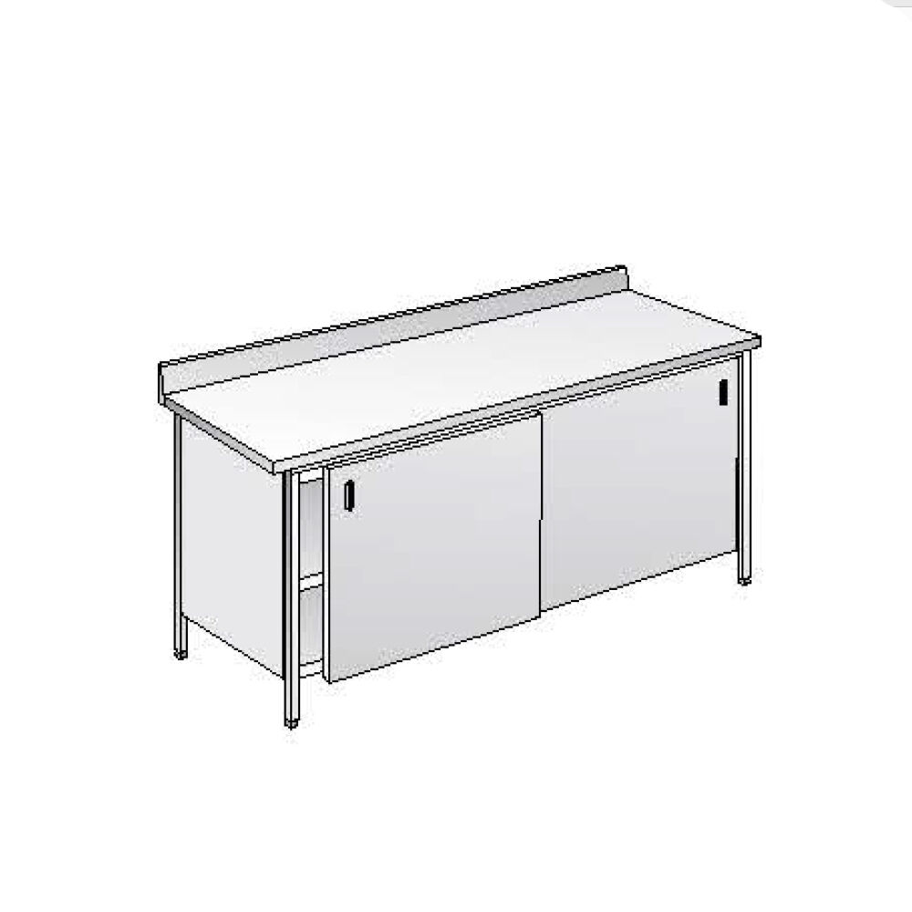 ACA Sistemi Tavolo Acciaio Inox Armadiato AISI 304 Dim. 120x60x85 cm con Alzatina