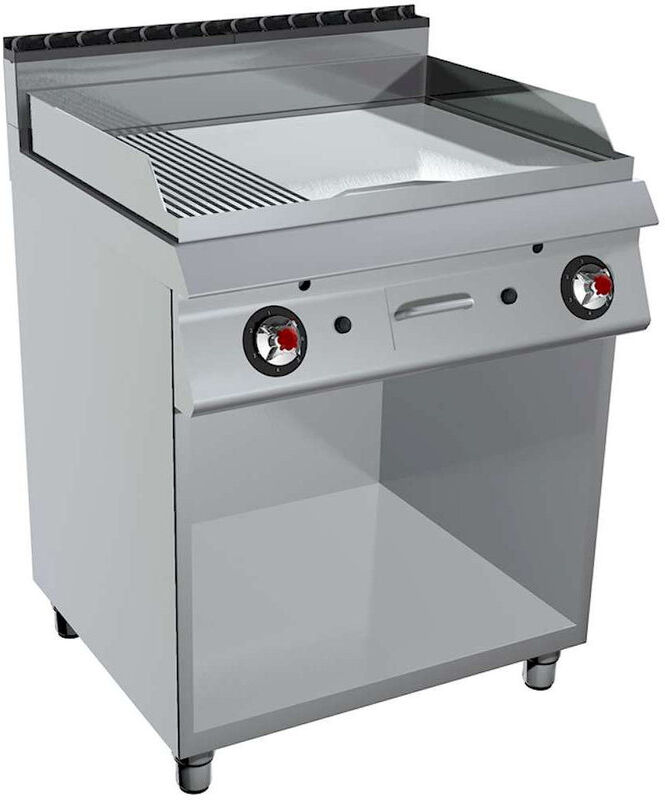 GC Cooking FryTop Professionale a Gas 2/3 Liscia 1/3 Rigata Cromata Profondità 70