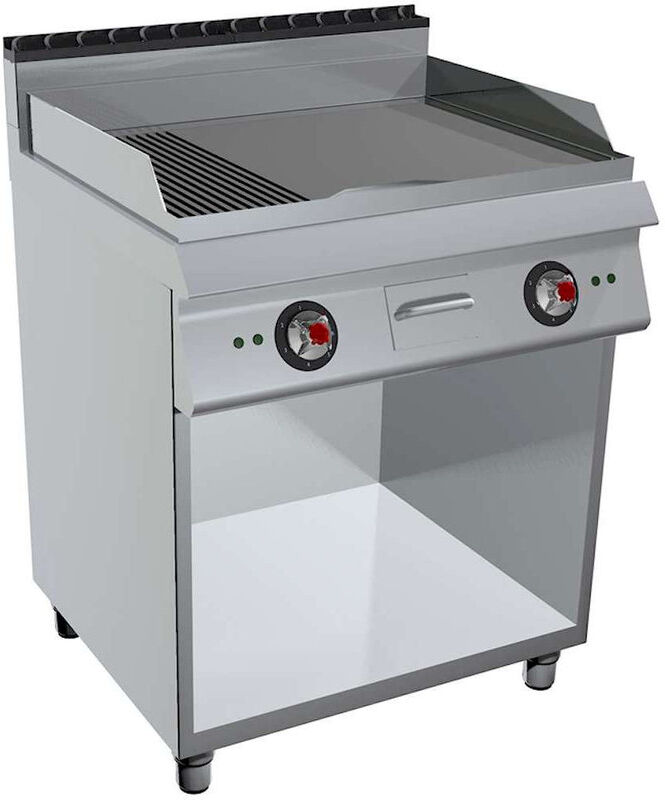 GC Cooking FryTop Professionale Elettrico Piastra 2/3 Liscia 1/3 Rigata Profondità 70