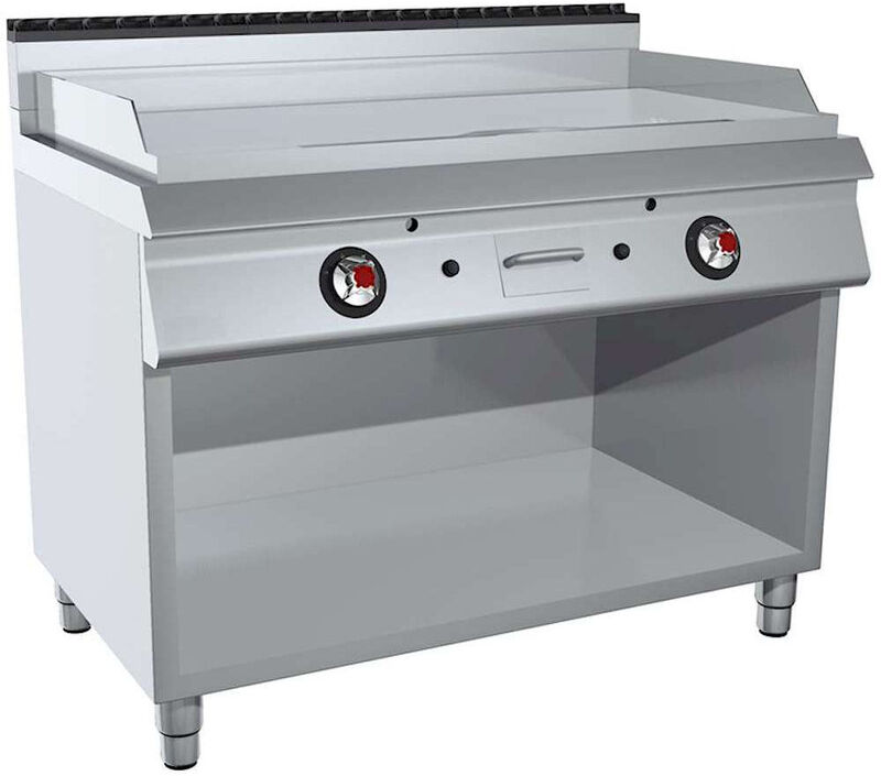 GC Cooking FryTop Professionale a Gas Piastra Liscia Cromata Profondità 70