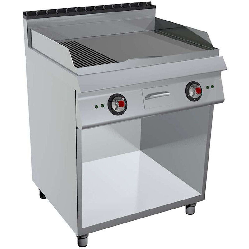 GC Cooking FryTop Professionale Elettrico Piastra 2/3 Liscia 1/3 Rigata Profondità 90