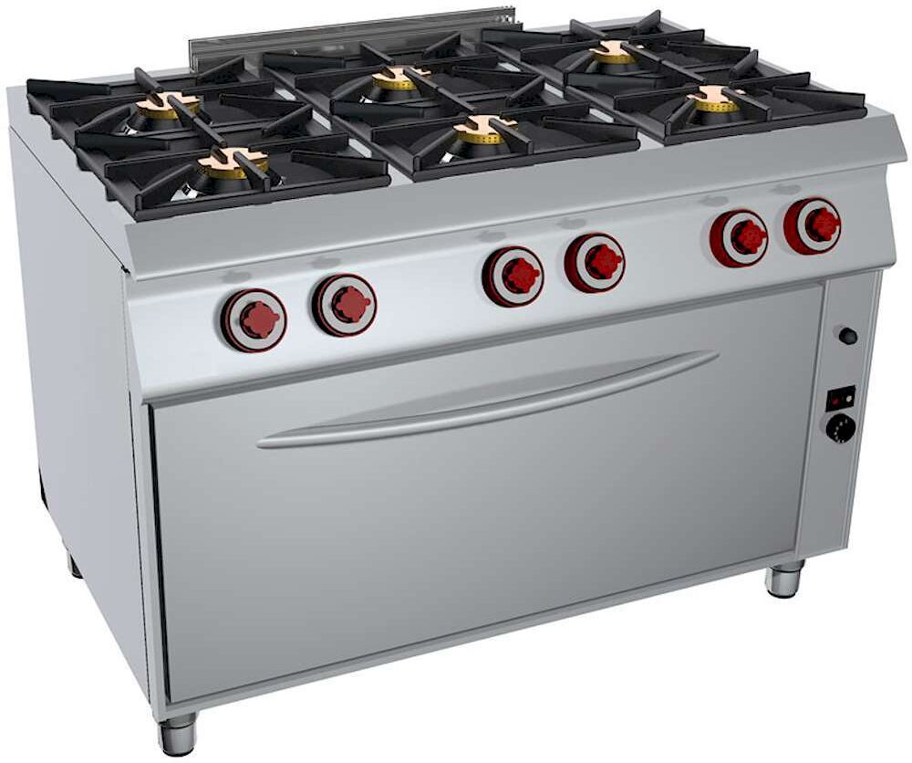 GC Cooking Cucina Professionale a Gas con Forno XL 6 Fuochi Profondità 70