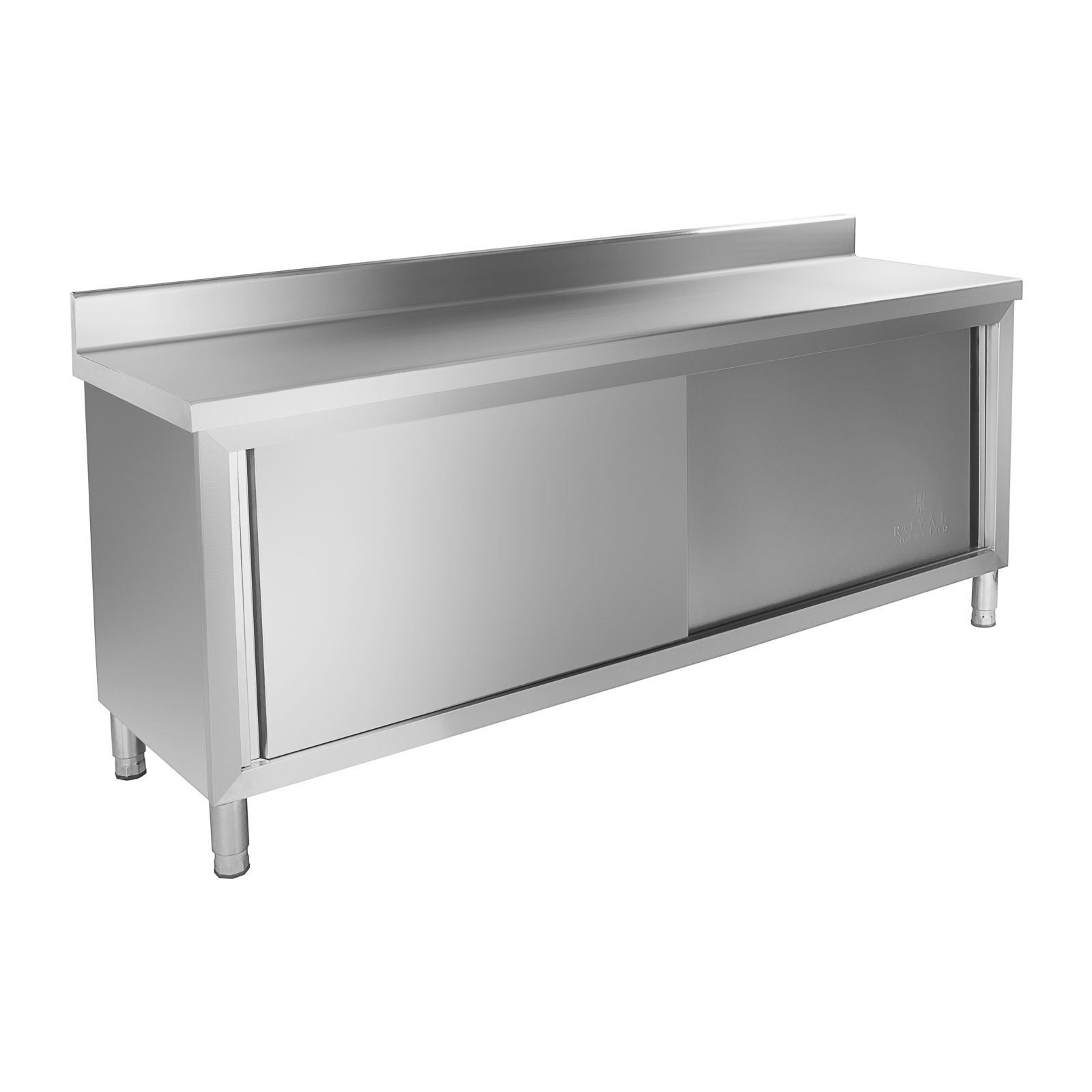 Royal Catering Tavolo armadiato inox - 200 x 60 cm - con protezione RCAT-200/60-C