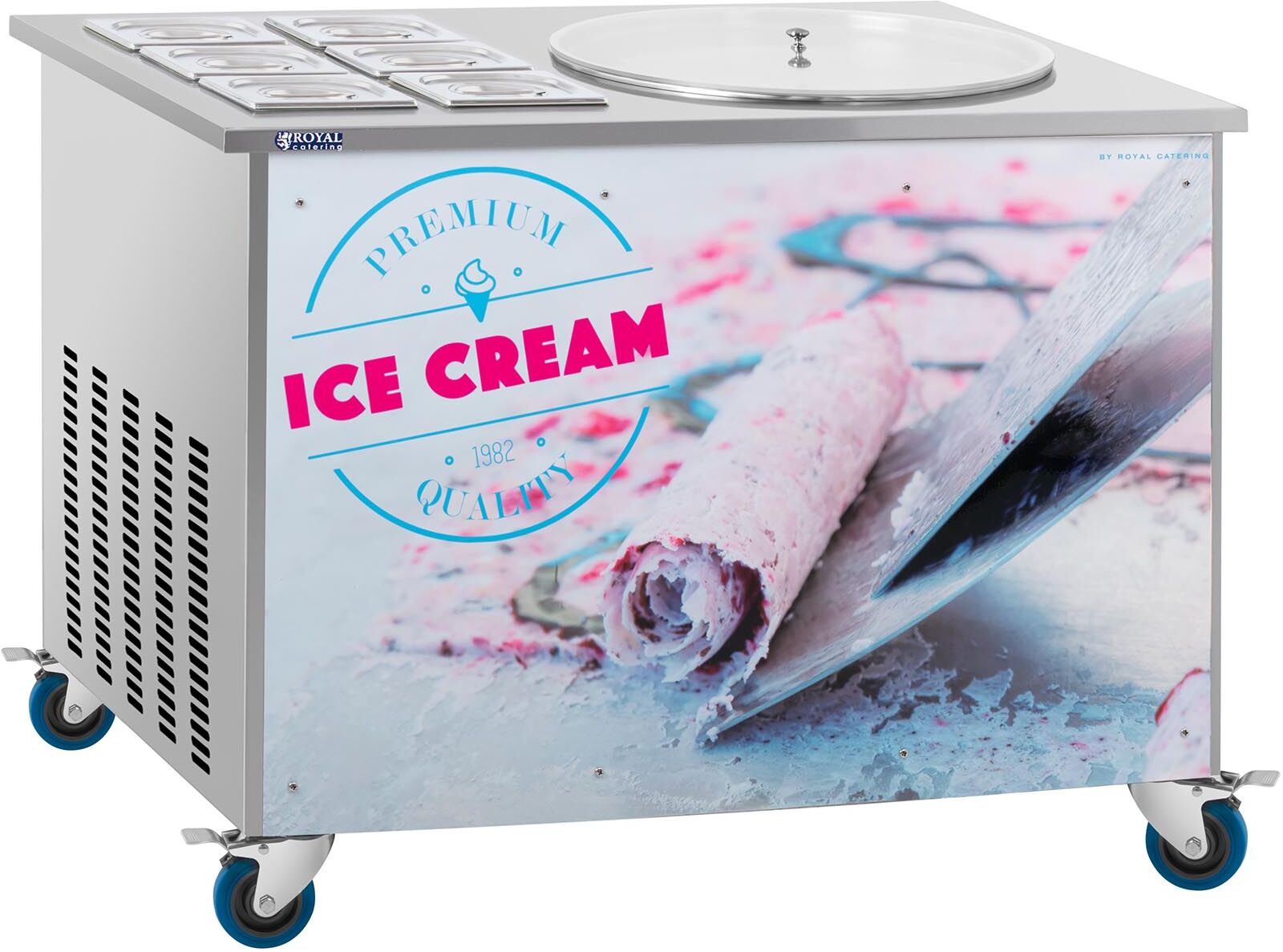 Royal Catering Macchina per gelato fritto - Ø 50 cm - 6 contenitori con coperchio RCFI-1O-6