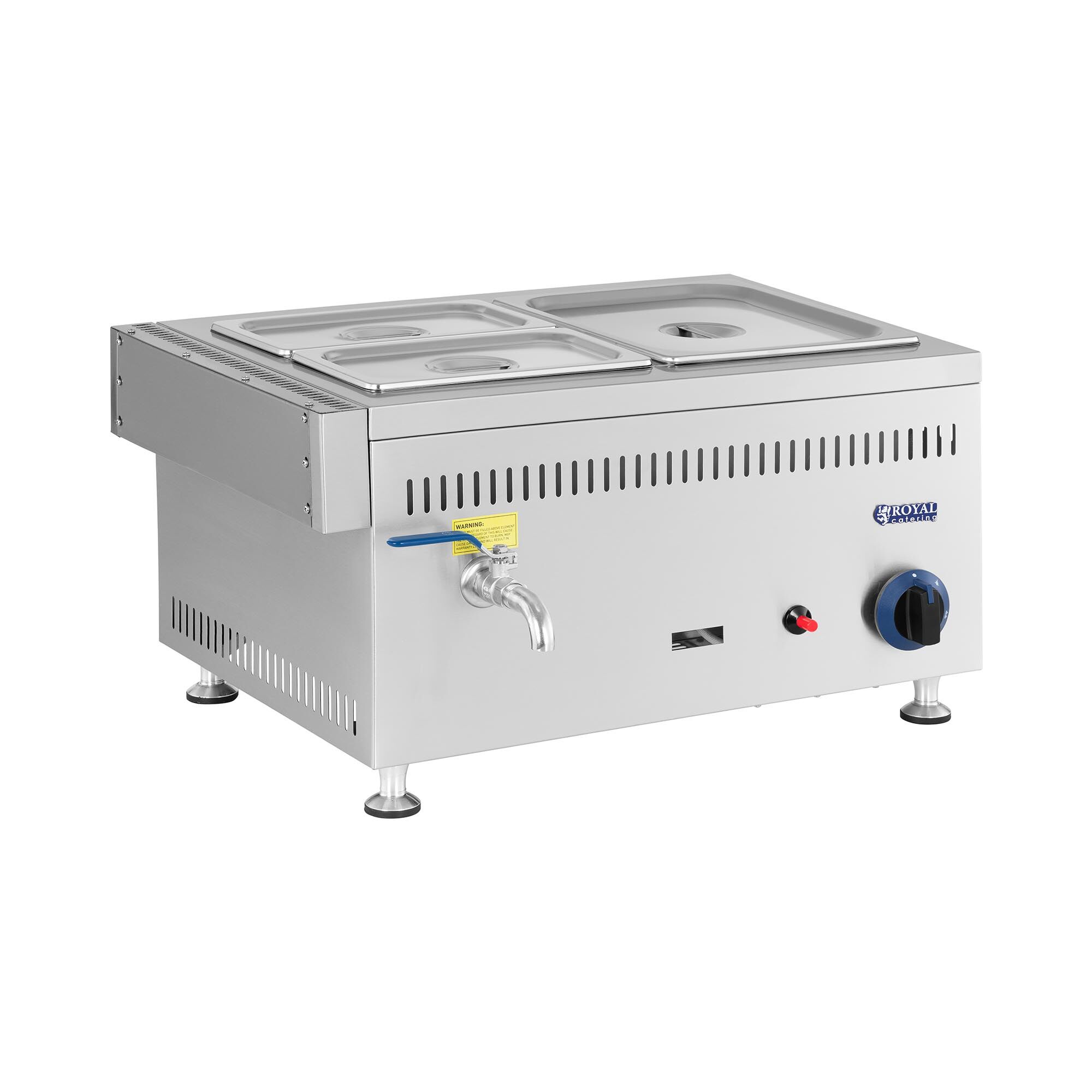 Royal Catering Bagnomaria a gas - 3300 W - 1 GN da 1/2 + 2 GN da 1/4 - 0,03 bar - G31 RC-BMG4437