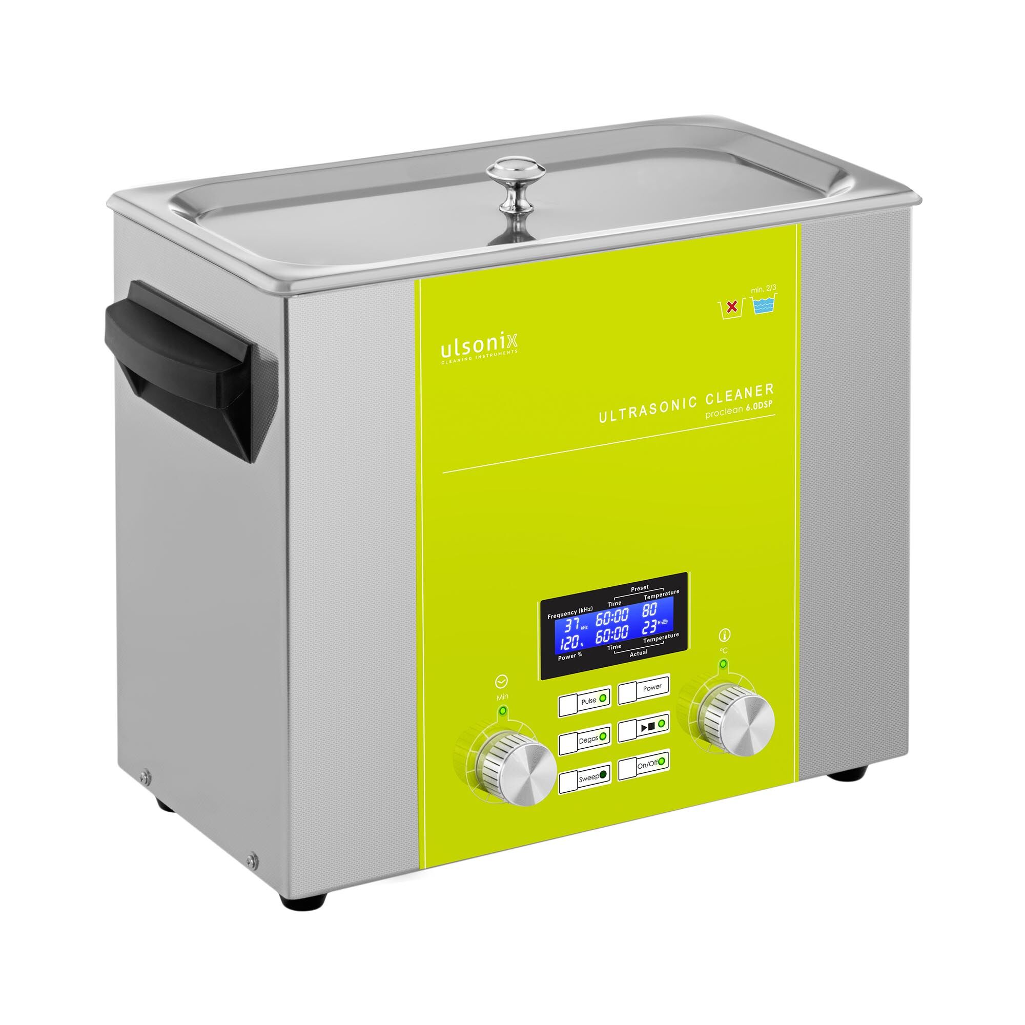 ulsonix Lavatrice a ultrasuoni - 6 litri - Degasaggio - Sweep - Impulso PROCLEAN 6.0DSP