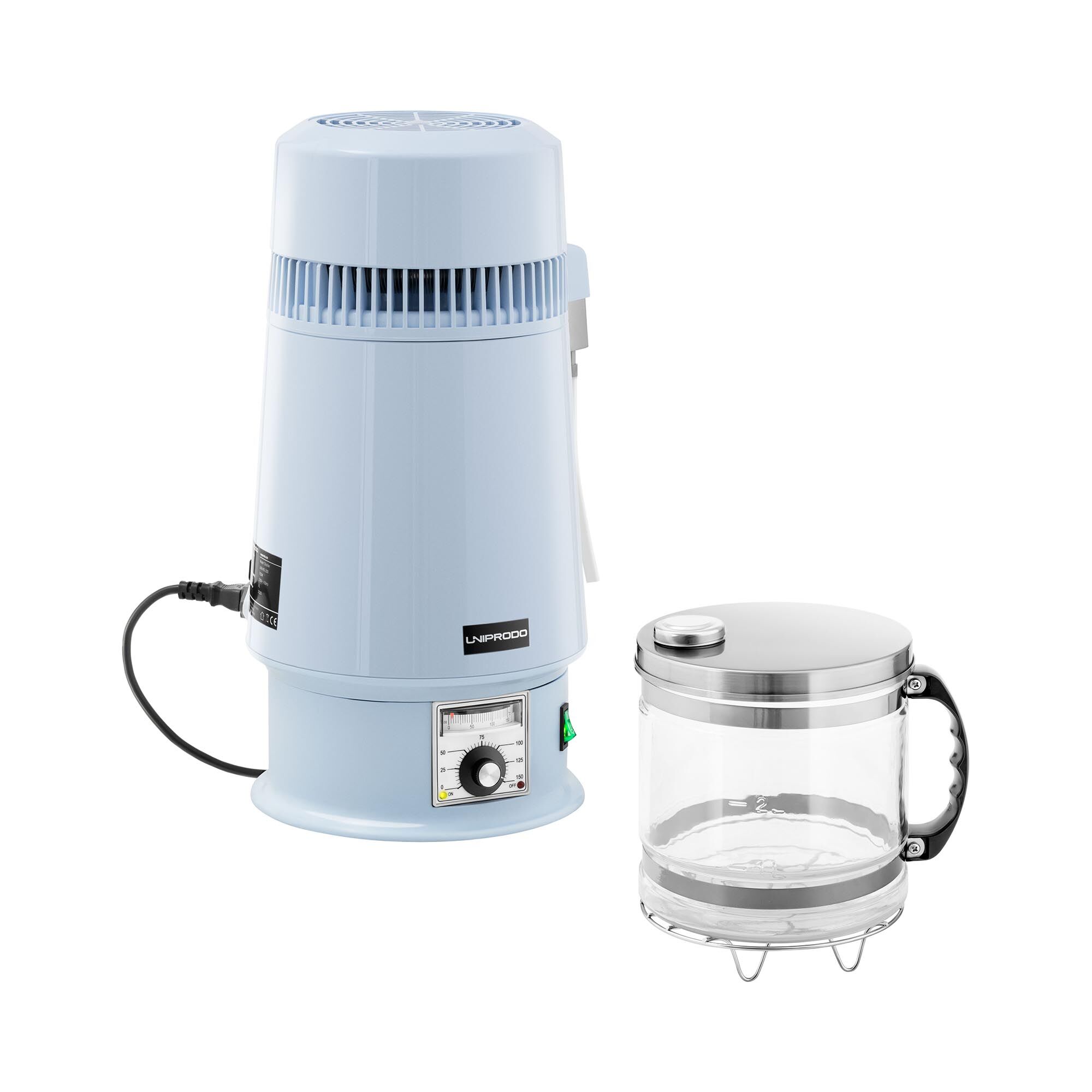 Uniprodo Distillatore acqua con temperatura regolabile - 4 L - Caraffa in vetro UNI-WD-250