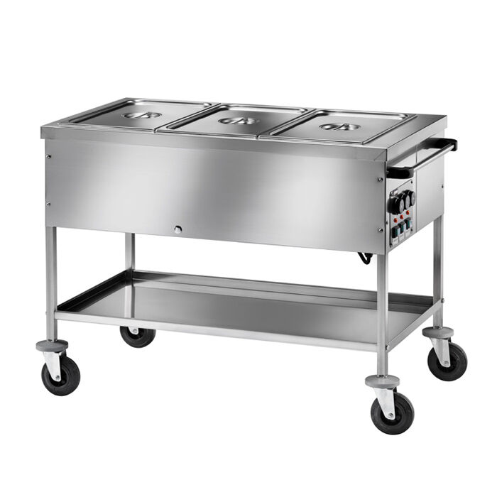 FORCAR Carrello Bagnomaria Inox con Temperature Differenziate - N° 2 o 3 Bacinelle GN1/