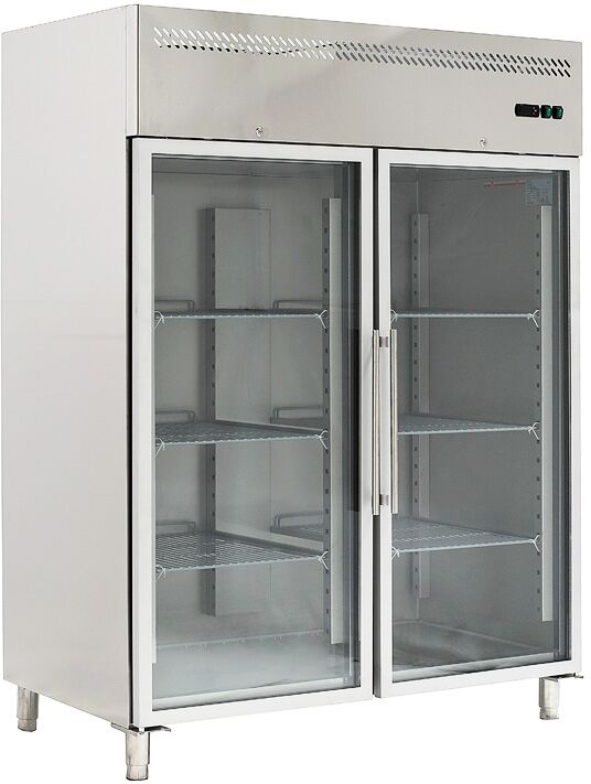 Forcold Armadio Refrigerato GN 2/1 Ventilato - Porta a Vetro Doppia Anta - Capacità Lt 1