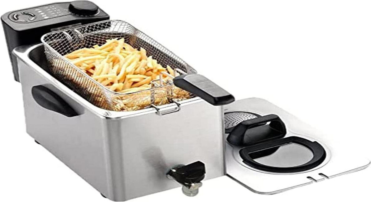 r. g. v. fry4 friggitrice elettrica capacità 4 litri potenza 2500 watt professionale da banco con cestello estraibile e rubinetto - fry4