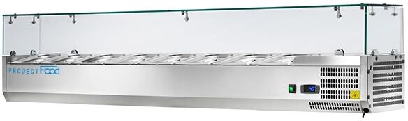 Vetrinetta refrigerata per ingredienti per n.9 GN 1/4 lunghezza 180 cm