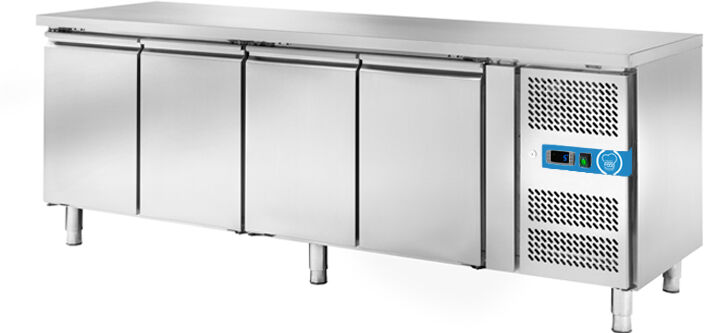 Tavolo refrigerato con n° 4 porte EN 60x40 senza alzatina temp. da -2°C a +8°C prof. 80 cm