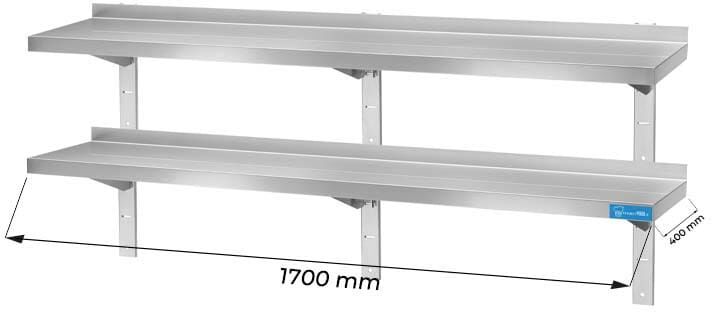 Mensola doppia in acciaio inox L1700xP400xH700 mm linea basic