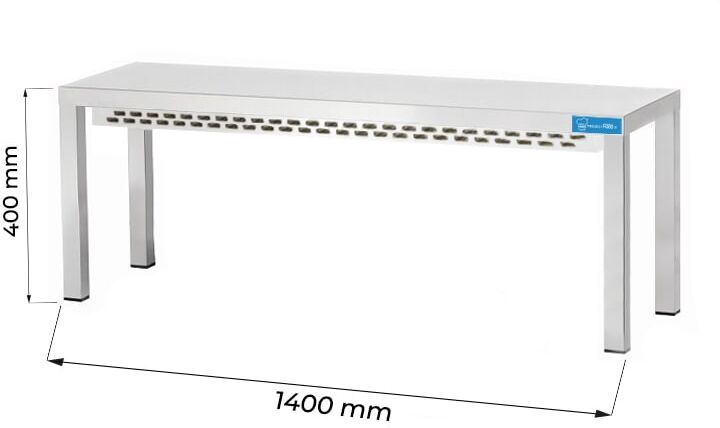 Ripiano di appoggio singolo riscaldato in acciaio inox L1400xP350xH400 mm linea basic