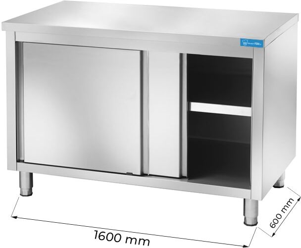 Tavolo armadiato in acciaio inox senza alzatina L1600xP600xH850 mm linea basic