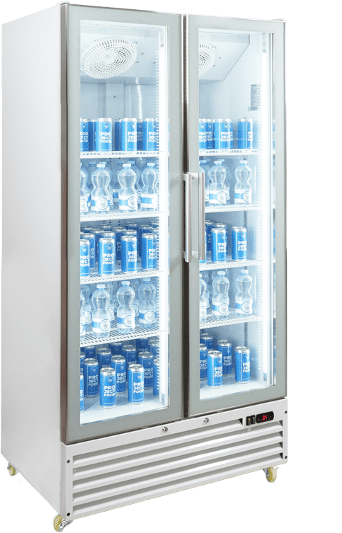 Vetrinetta frigo bibite da 1000 lt premium con porte battenti bianca temperatura da 0°C a +10°C