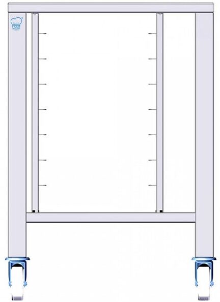 Tavolo in acciaio inox con ruote e supporti per 6 teglie 1/1 GN o 600 x 400 mm