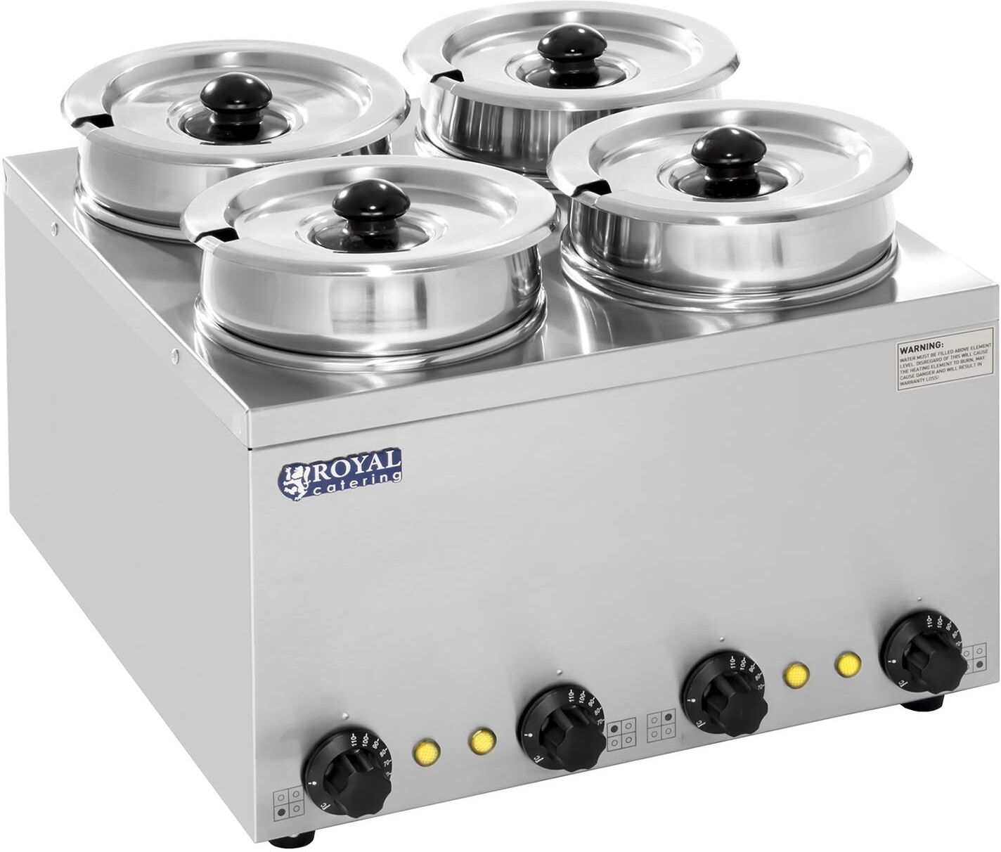 Royal Catering Suppevarmer - 4 gryter - 2,75 liter - 600 W 10010239