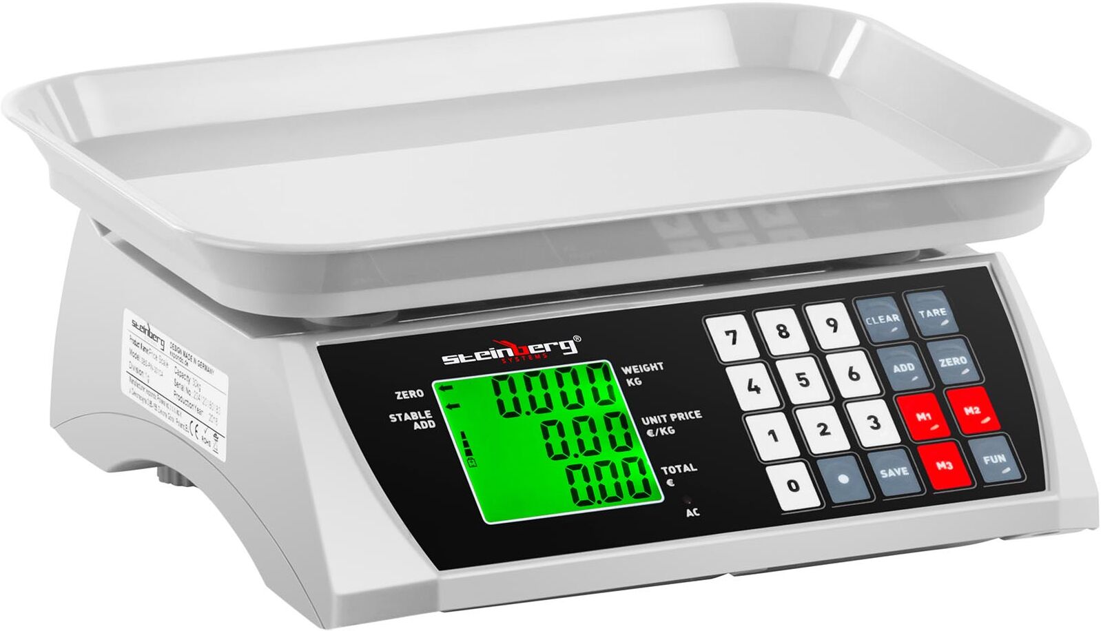 Steinberg Systems Butikkvekt – 30 kg / 1 g – 28,8 x 21,8 cm – LCD 10030317