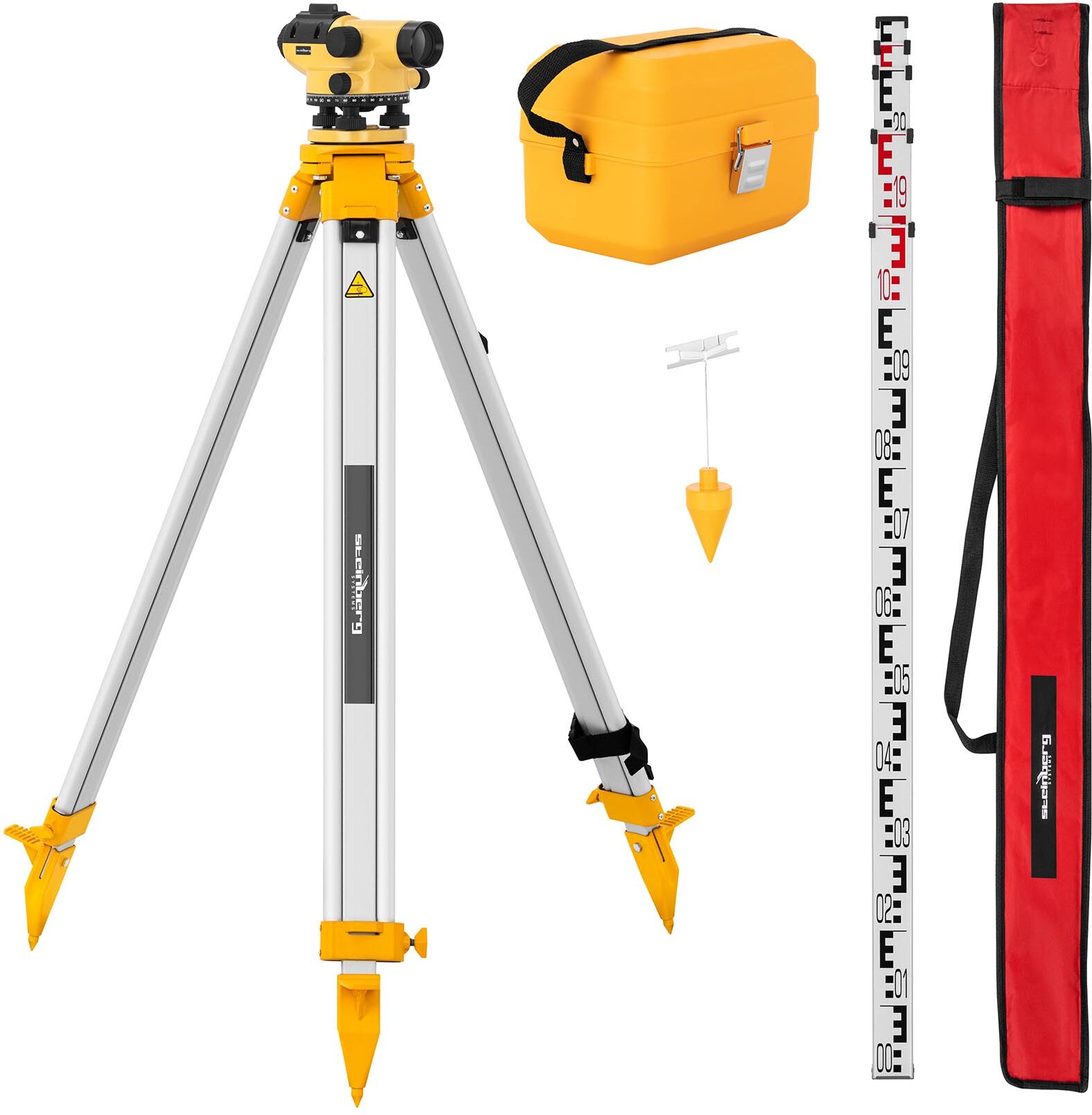 Steinberg Systems Nivelleringskikkert - med stativ og nivelleringsstang - 32x forstørrelse - 38 mm objektiv - luftdempet kompensator 10030464