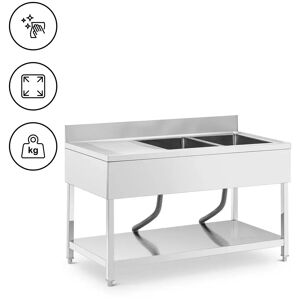 Sink Unit - 2 basins - stainless steel - 140 x 70 x 97 cm - Royal Catering RCGS-2B140D7