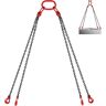 VEVOR 10FT Chain Sling 5/16 Inch X 10 FT Engine Lift Chain G80 Alloy Steel Engine Chain Hoist Lifts 3 Ton with 4 Leg Grab Hooks and Adjuster Used in Mining, Machinery, Ports, Building