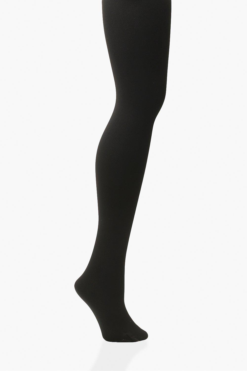 Boohoo Plus 300 Denier Thermal Tights- Black  - Size: ONE SIZE