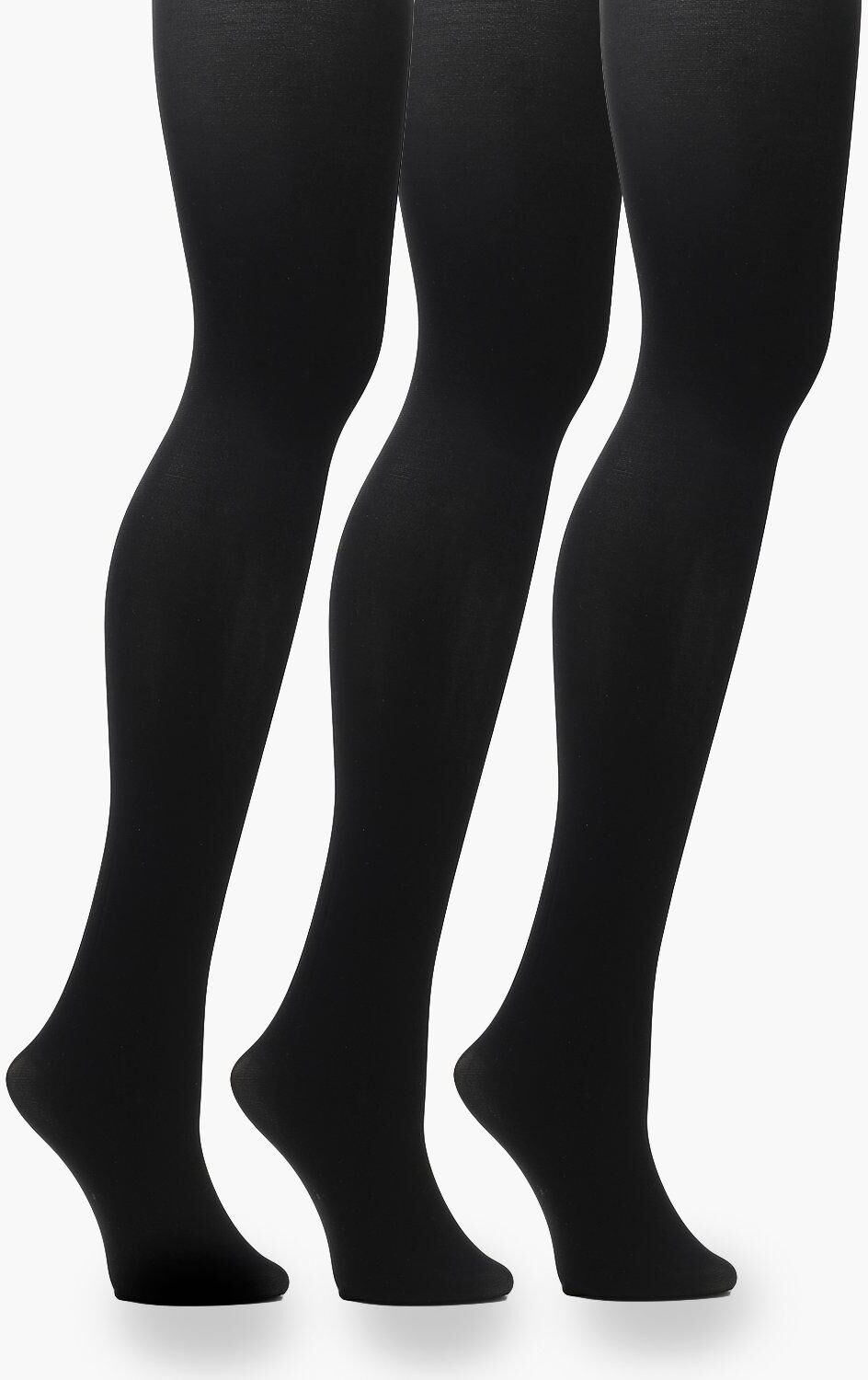 Boohoo Plus 60 Denier 3 Pack Tights- Black  - Size: 20-22