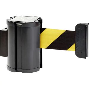 kaiserkraft Gurtbandkassette, Bandauszug max. 3000 mm, Kassette schwarz, Band gelb / schwarz
