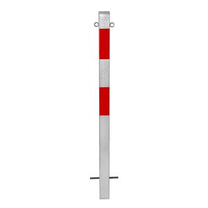kaiserkraft Sperrpfosten, zum Einbetonieren, 70 x 70 mm, feuerverzinkt / rot reflektierend, 2 Ösen